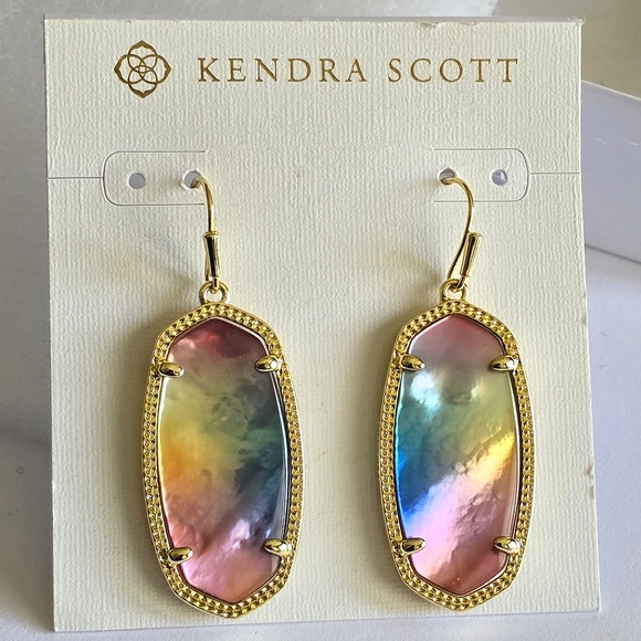 Kendra Scott Jewelry - NWT Kendra Scott Elle Drop Earrings Yellow Watercolor Illusion gold tone